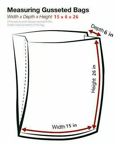 Lot of 10 - Gusseted Poly Bag Clear  15W x 6D x 26L Expandable Side