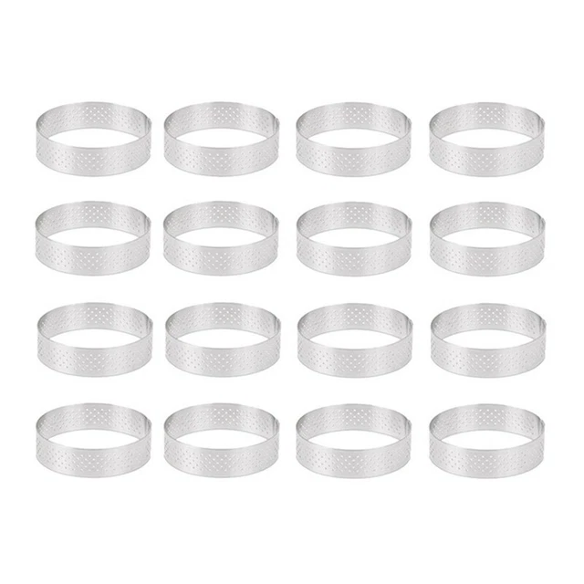 16 pezzi 8 cm stampi per vasi in acciaio inox per dessert francesi, mousse, O7921