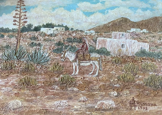Cuadro Antiguo Pintado A Mano Hombre Montado En Burro Aquitienesloquebuscas.com
