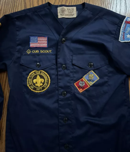 BOYS YOUTH VINTAGE 1970’s Cub Scout BSA Long Sleeve Uniform Shirt (NC1 ...
