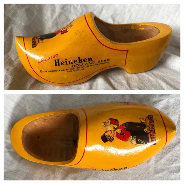 Vtg Heineken Holland Beer Dutch Handmade Wood Netherlands One Clog Right Shoe