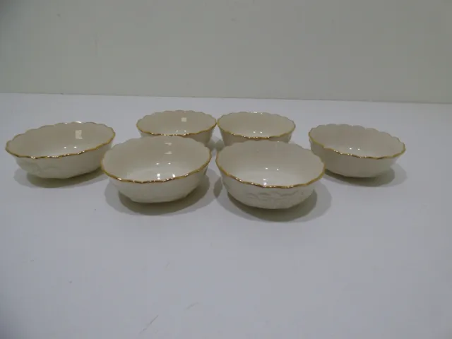 NEW (6) Lenox Rose Design Small Bowls Candy Nut Dish Gold Trimmed Scalloped