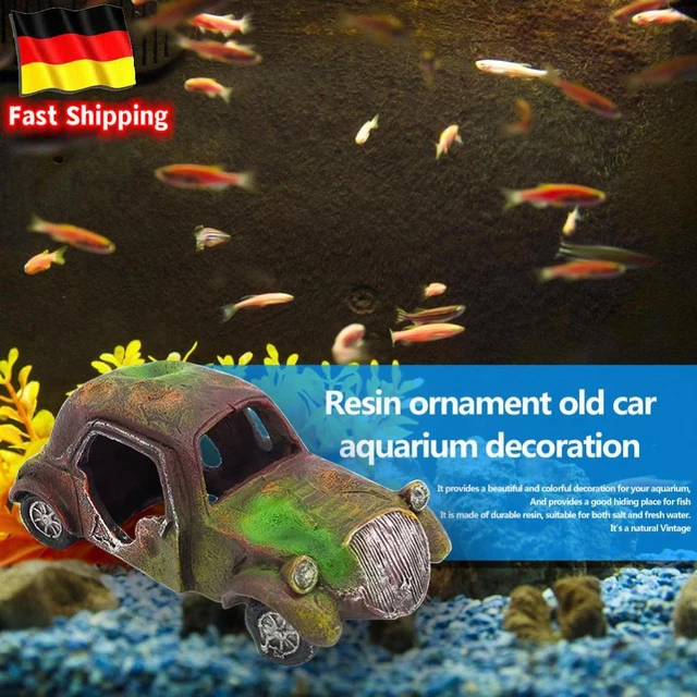 FISH TANK LANDSCAPING Resin Moss Retro Car Aquarium Underwater Decor ...