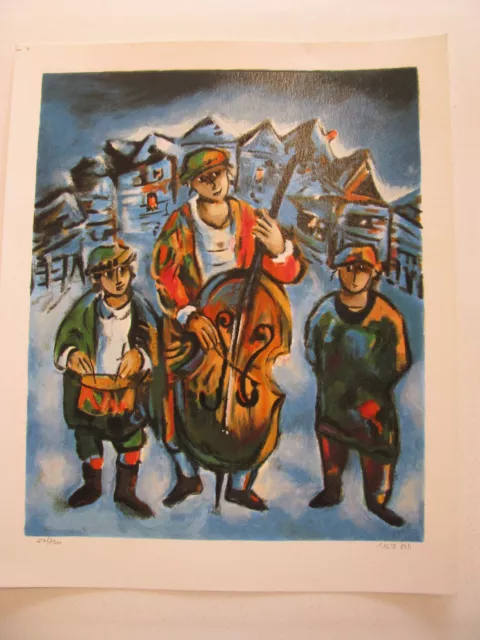 Israeli Art - Israel - Yosl Bergner - Musicians - Silk Screen- S/N - Judaica