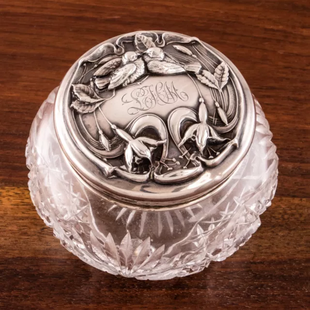 Simons Bros Art Nouveau Sterling Silver Dresser Jar Love Birds Kissing Mono Lhm Simons Bros Art Nouveau Sterling Silver Dresser Jar Love Birds Kissing Mono Lhm