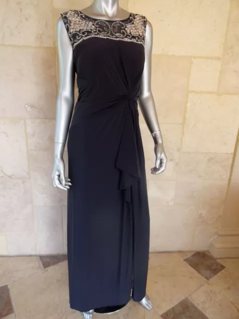 $239 PATRA Gray Matte Jersey Beaded Evening Formal Dress Gown Sz 14W NWT