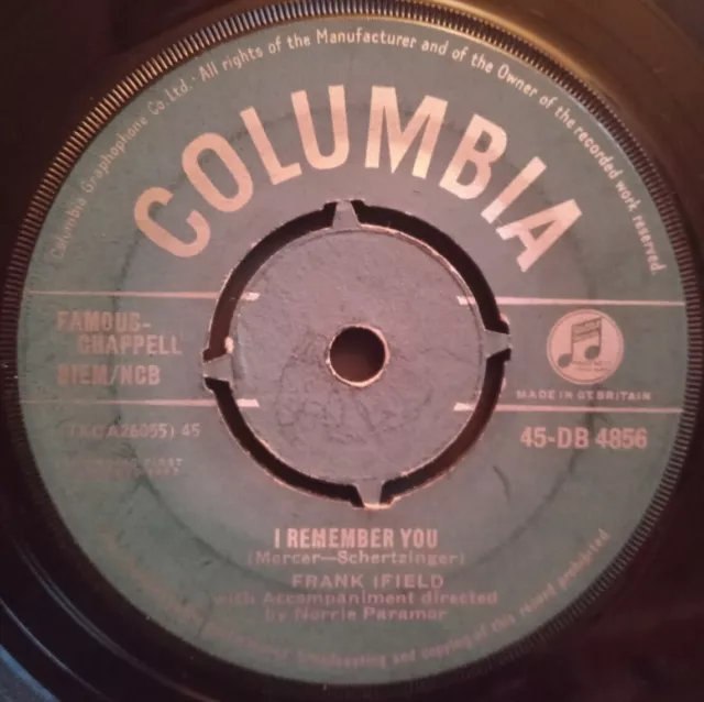 FRANK IFIELD - I REMEMBER YOU / I LISTEN TO MY HEART      ORIGINAL UK 7'' single