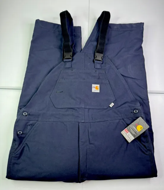 Carhartt FR Flame Resistant Heavy Winter Quilt Lined Duck Bib Overalls 38x30 NEW