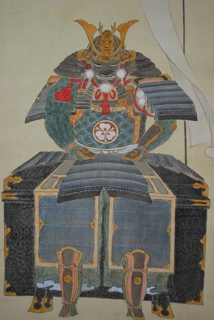 Rouleau Peinture Japonaise Ancienne - Samouraï Et Armure (Gusoku), œuvre D'art à Suspendre