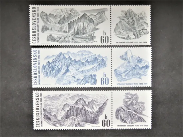 Tschechosl. 1969 Mi-Nr. CS 1892Zf-1894Zf Zierfeld Tatra National Park postfrisch