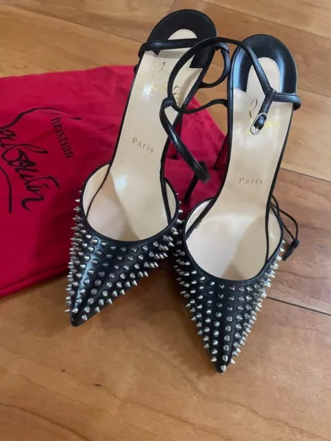 Christian Louboutin Baila Spiked Black Pointed toe Pumps fitting only 38