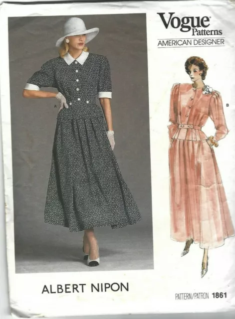 Vogue Designer Sewing Pattern 1861  Albert Nipon Vintage Top and Skirt, Size 14