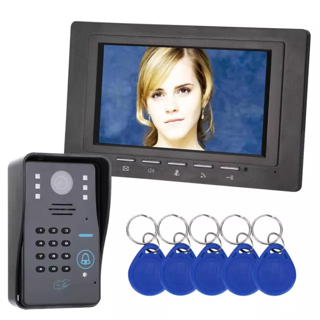 7" RFID Password Video Door Phone Intercom Doorbell With IR Camera 1000 TV Line