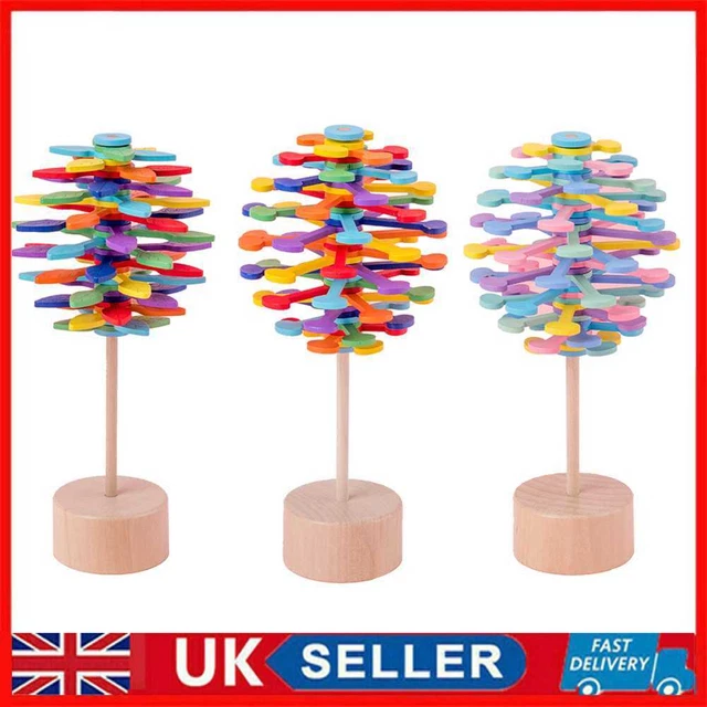Wooden Helicone Wand Rotating Lolly Toy Children Decompression Educational Toys