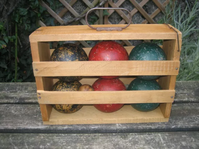 Jouet ancien jeu de boules en bois pétanque