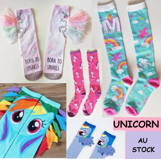 Unicorn Socks Girls Knee High Kids Crazy Funky Fun Socks Colorful Cute