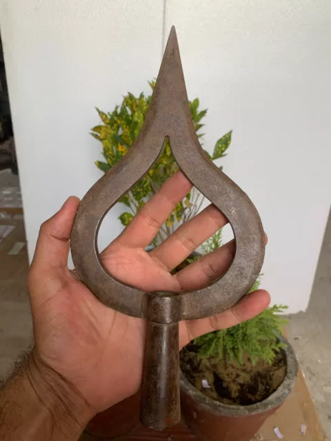 Antique Hand Forged Old Iron Spear Head Mughal Kings Gate Keeper Spear Lance