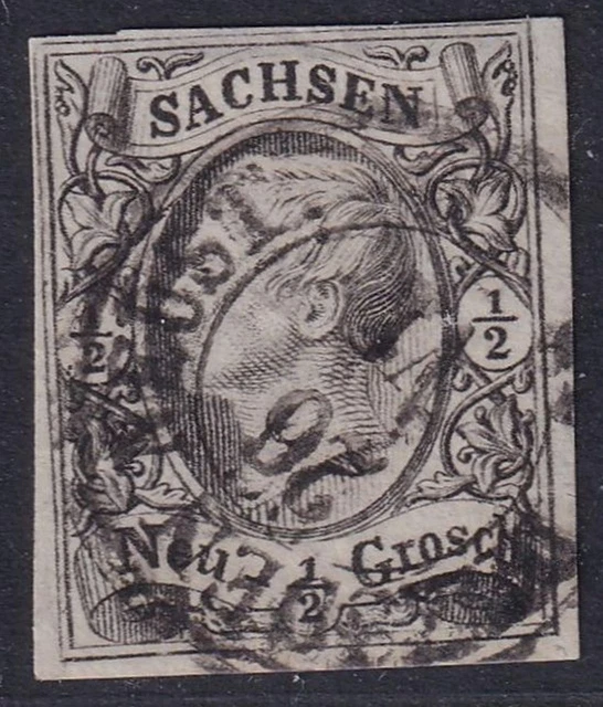 Sachsen MiNr  8 II Zweikreisstempel Dresden-Neustadt vollrandig