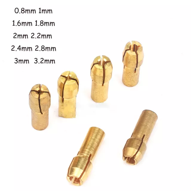 0.8mm-3.2mm Brass Collets M8 x 0.75 Rotary Drill Bit Chuck Vice Nut Tool Adapter