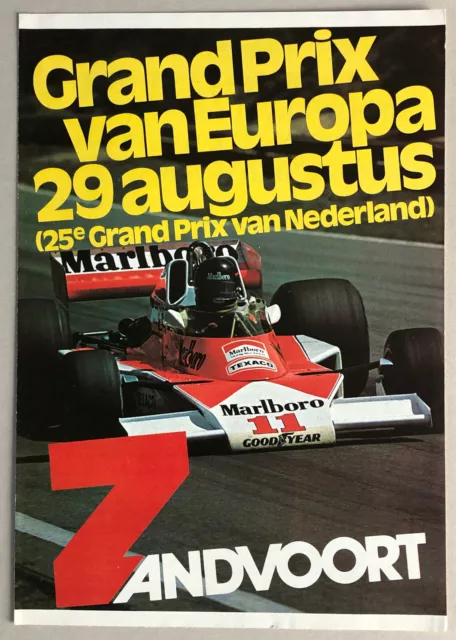 Flyer - 1976 Dutch Grand Prix - Zandvoort Netherlands - F1 - James Hunt Winner