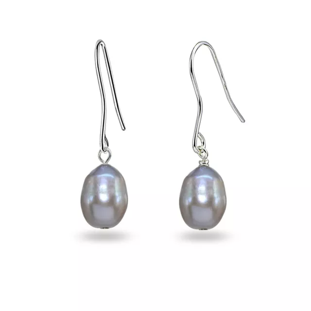 Baroque Gray Cultured Freshwater Pearl 925 Silver Dainty Drop Dangle Earrings