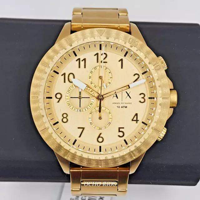 New Men's Watch Armani Exchange Chronograph Gold-Tone Stainless Steel Ax1752