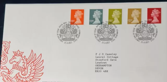 GB 2017 Machin Definitive £1.17-£2.55 First Day Cover FDC Edinburgh Pmk