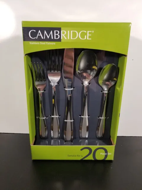 NEW Cambridge Stainless Steel 20-Piece Flatware Set, Service for 4 Silverware