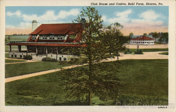 Sharon,PA Club House and Casino,Buhl Farm Mercer County Pennsylvania Postcard