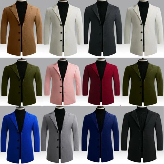New Men's Winter Warm Long Sleeve Business Trench Coats Crombie Lapel Outwear
