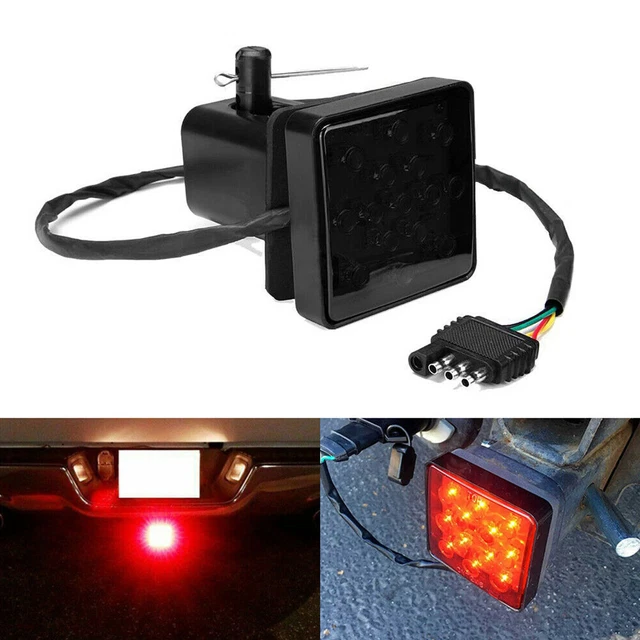Smoked 15-LED Brake Light DRL Trailer Truck Hitch Cover Fits 2" Towing Hauling