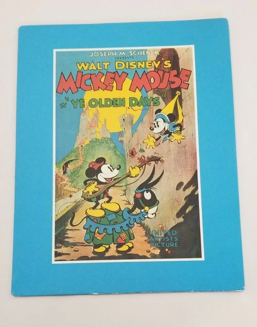 Vintage Mickey Mouse 1933 "Ye Olden Days" Cardboard Cinema window advertisement