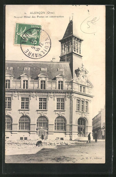 CPA Alencon, Nouvel Hotel des Postes en construction 1913