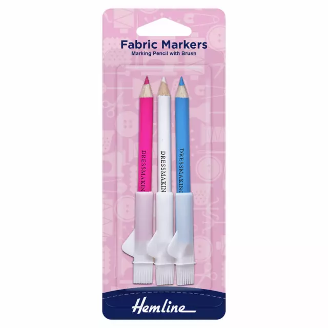 Hemline Dressmaking Chalk 3 Pencils With Brush Dressmaker Tailors Fabric Markers