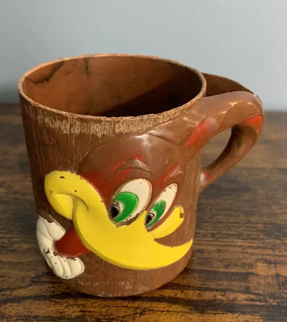 Vintage 1960's Woody Woodpecker Plastic Cup Mug F&F Walter Lantz Dayton Ohio