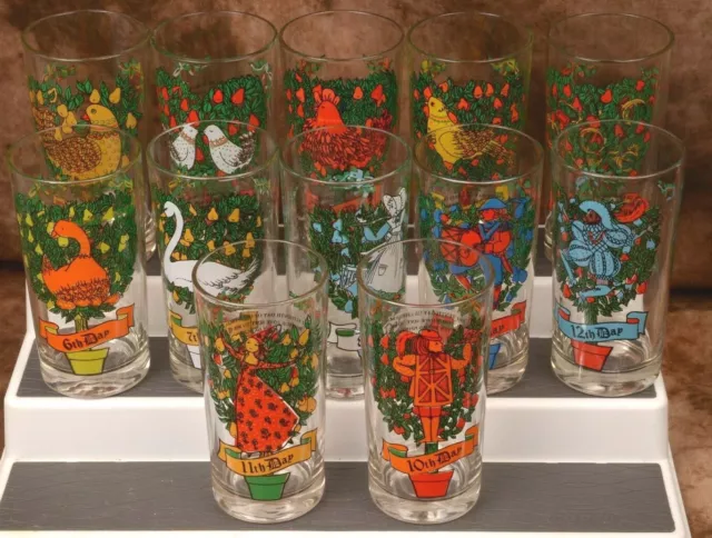 12 Days of Christmas Glasses / Tumblers Original Box Glassware by Brockway