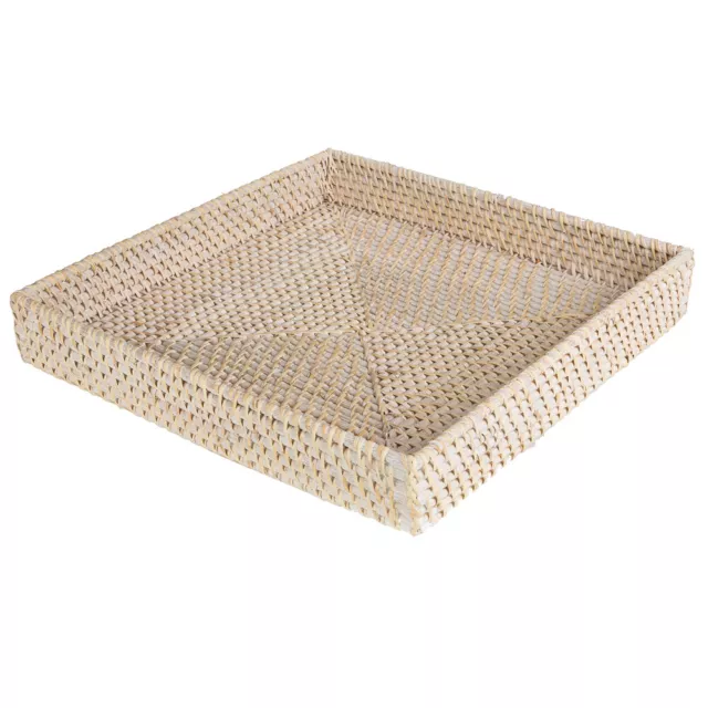 NEW Rattan Tray Square Large Whitewash