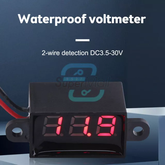 FS028 DC3-30V 0.28inch LED 3-digit Tube Two-Wire Waterproof Voltmeter Test Meter