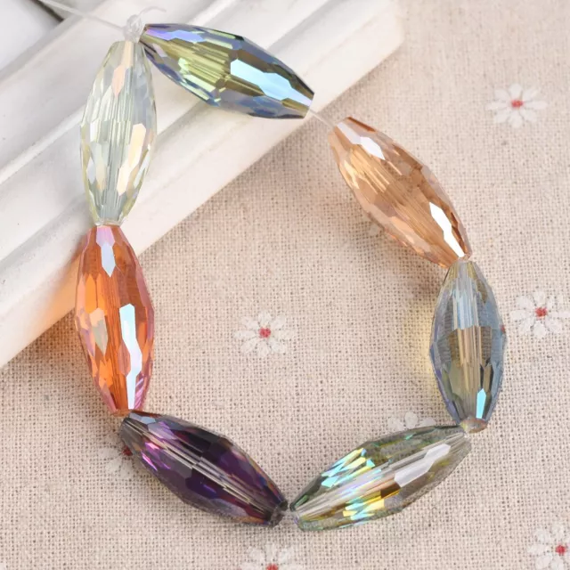 5pcs 32x14mm Big Rugby Oval Faceted Crystal Glass Loose Beads for Jewelry Making 2