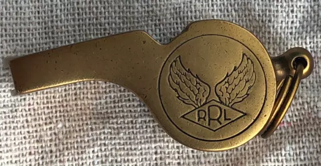 Genuine Double RL Flying Wings Whistle 100% Solid Brass Weathered Hand Made