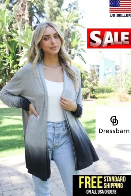 Womens Plus Size Long Sleeve Open Front Draped Cardigan Casual M-L-XL-1X-2X-3X