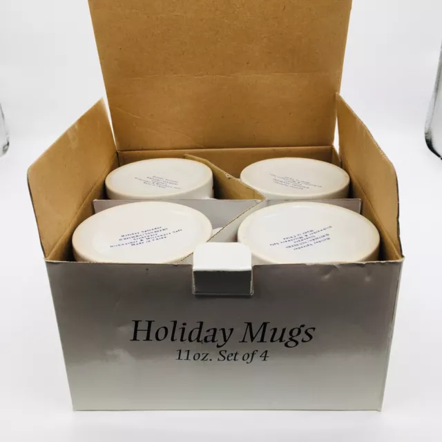 Christmas Coffee Mugs Tea Cups Holiday Splendor Set of 4 Stoneware NIB $14 Ship 2