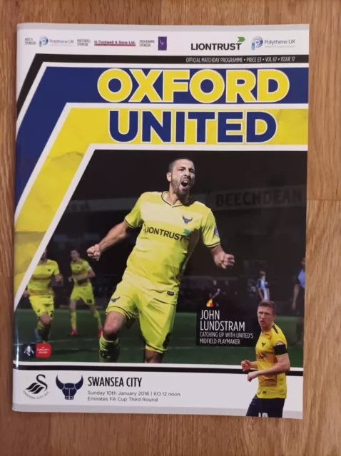 2015/16 - Oxford United v Swansea City - FA Cup 3 - Programme.