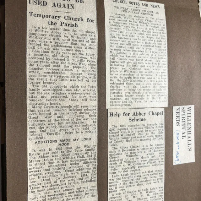 1940's-50's Vicars Scrap Book & ephemera St Thomas's Church Hyde V interesting 3