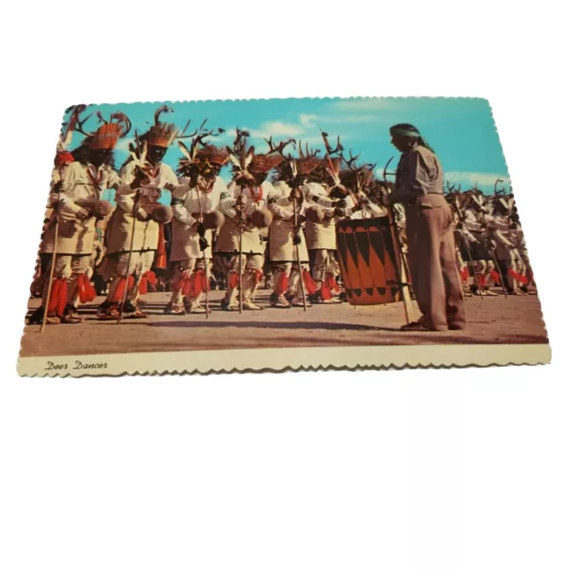 Vintage Postcard Indian Santa Clara Deer Dance #258 3D Color Unused
