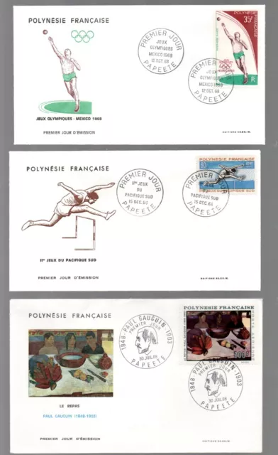 Polynésie Francais 1965/68 Premier jour lettres (3x)