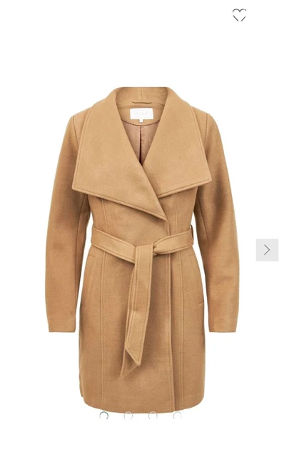 Manteau Vila ceinture col chale camel 36