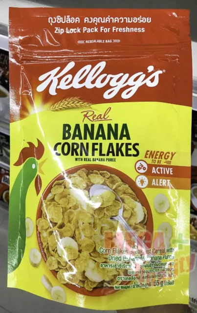 Kelloggs Corn Flakes Breakfast Cereal With Dried Banana Puree Crispy Chip 55g.