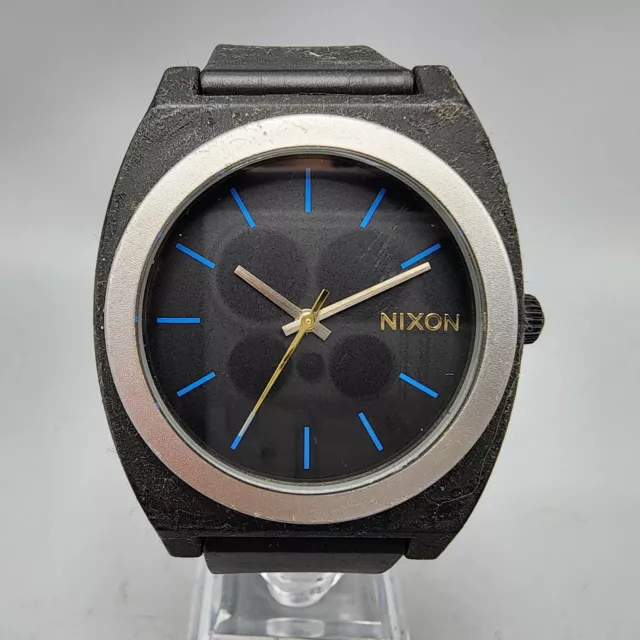 Nixon Time Teller Watch Men 39mm Black Dial Black Tone Round Plastic New Battery