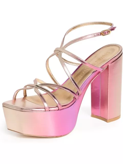 STUART WEITZMAN Womens Pink 3" Platform Barelythere Heeled Sandal 7 B 2